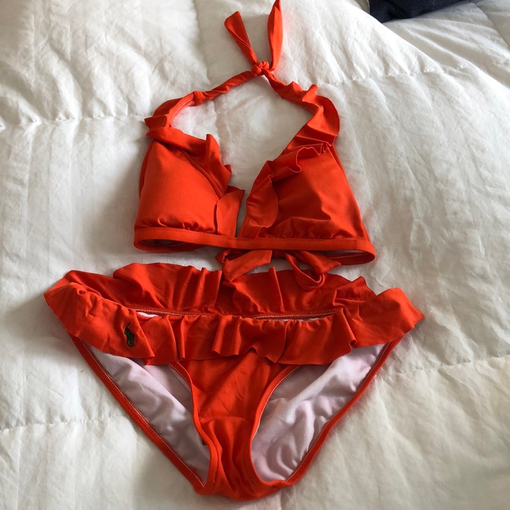RL Orange Ruffle Bikini